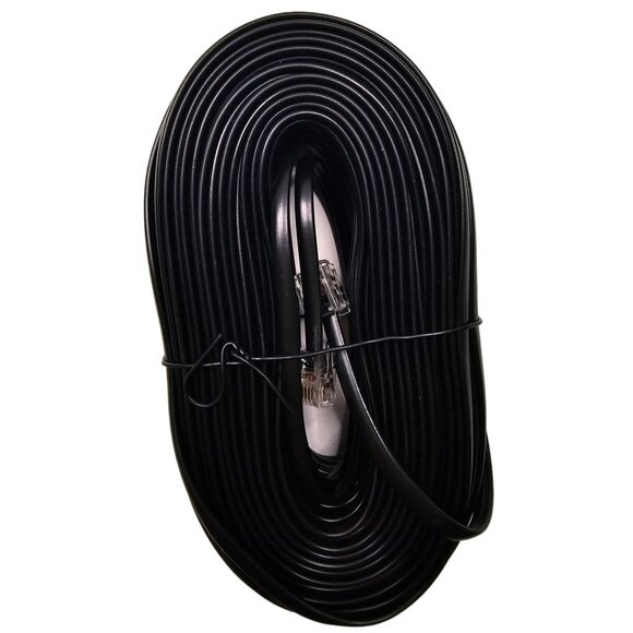 Permo 100 Feet Black Telephone Extension Cord Cable Line Wire - Picture 1 of 3